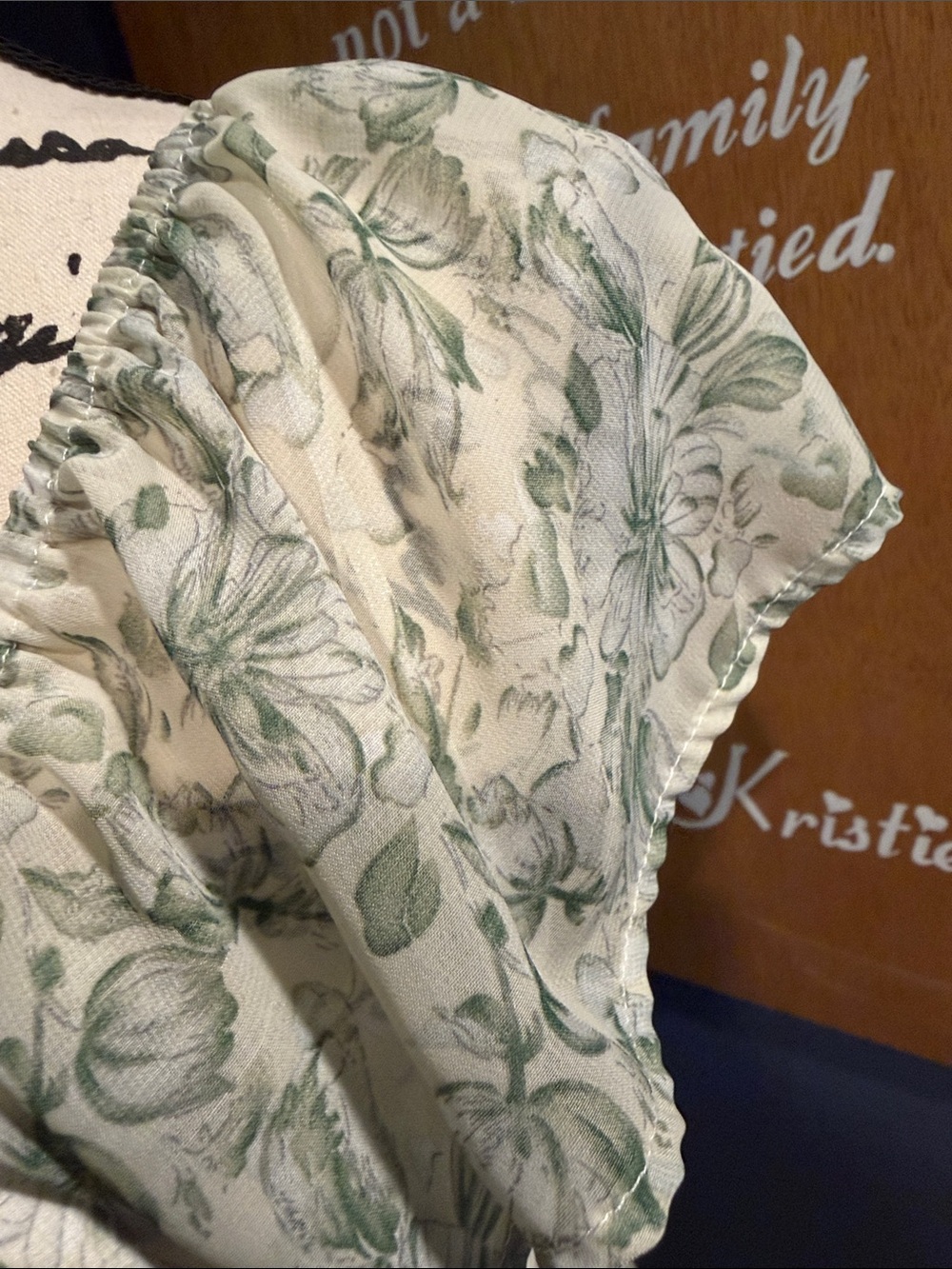 Smocked Waist Light Green Floral Maxi Dress - Picture 3 of 5